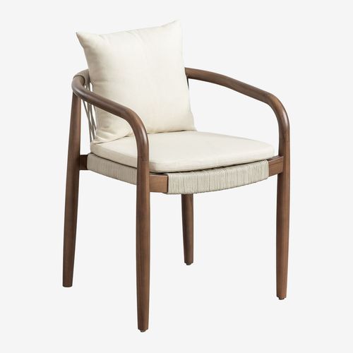 Pack De 4 Chaises De Salle À Manger Avec Accoudoirs En Bois D'acacia Giulia Brun Acacia Foncé