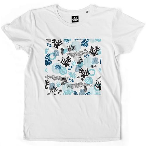 Teetown - T Shirt Homme - Fonds Marin - Art Nature Corail Artiste Plantes Algues - 100% Coton Bio