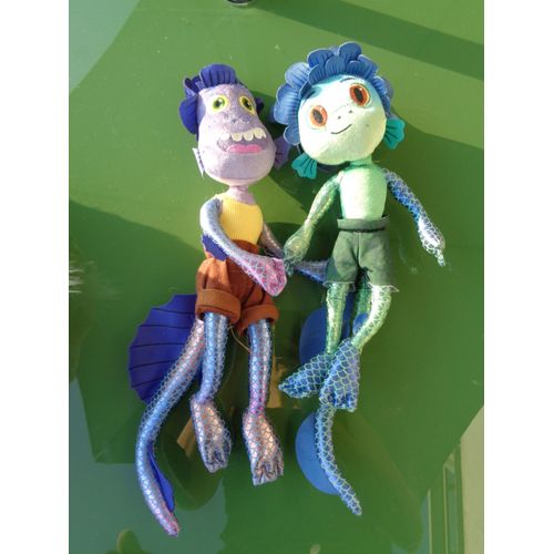 Couple Peluches Personnages Mer Poisson Fleur Avec Écailles Brillantes Disney 32 Cm