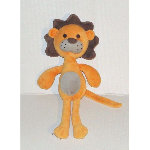 Doudou Lion Orange Marron Tout Compte Fait - Peluche Lion 32 Cm