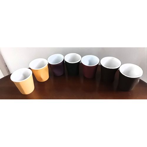 Lot De 7 Tasses Froissées Revol : Marron, Jaune, Vert Violet, Bordeau