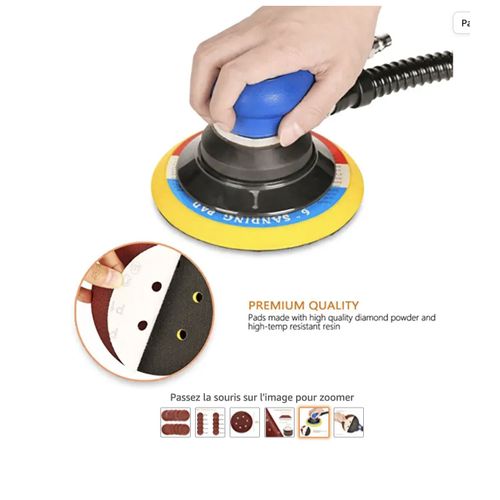 Ponceuse orbitale pneumatique 6'', excentrique 2,5 mm