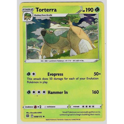 Torterra 008/172 - 190 Hp - Sword & Shield : Brilliant Stars - Rare Holo - Pokemon English Card