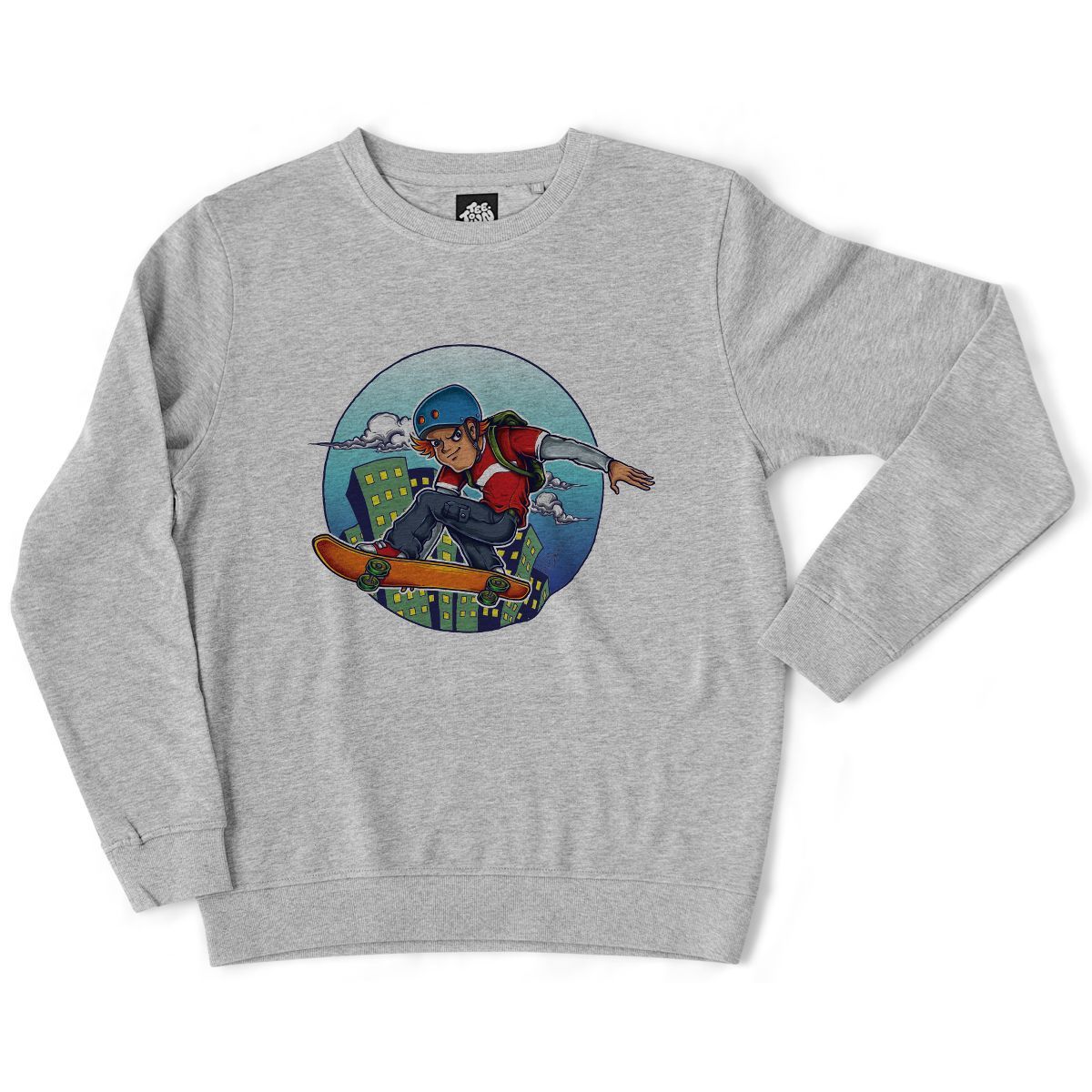 Teetown - Sweat Unisexe - Urban Skate - Cartoon Skateboard Skater Enfant Tony Hawk - Coton Bio