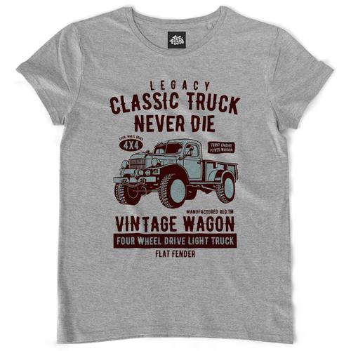 Teetown - T Shirt Femme - Camion Vintage - Retro Voiture 4x4 Wagon Mecano Oldschool Garage Classic - 100% Coton Bio