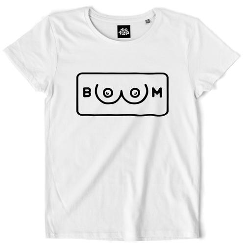 Teetown - T Shirt Femme - Boom Boobs - Funniest Funny Saying Fun Humor Joke Adult Sexy - 100% Coton Bio