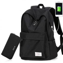 Cartables scolaires GENERIQUE Loisirs zipper bag sac à dos étudiant sac  pliant sac à bandoulière couple sac de voyage - noir