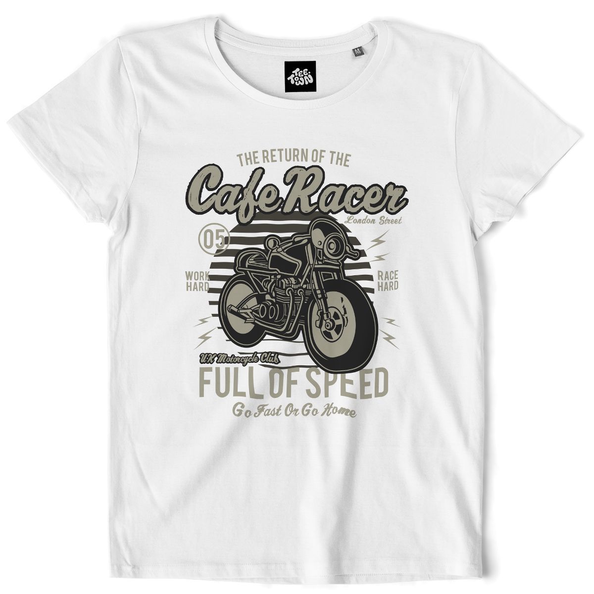 Teetown - T Shirt Femme - Café Racer - Retro Motorcycle Vintage Joe Zündapp Bar Oldschool Team - 100% Coton Bio