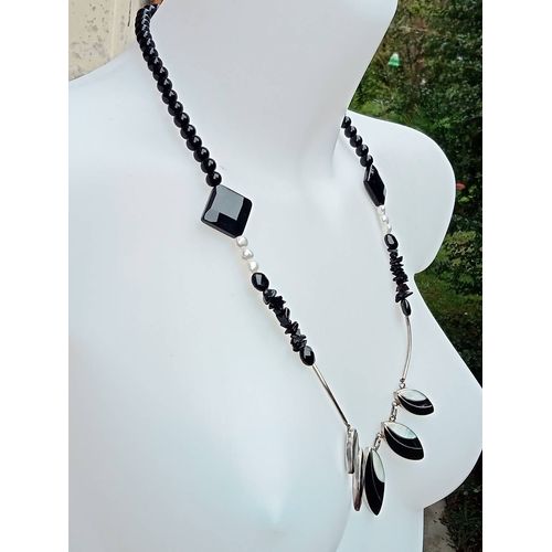 Ensemble Collier Et Bracelet En Onyx
