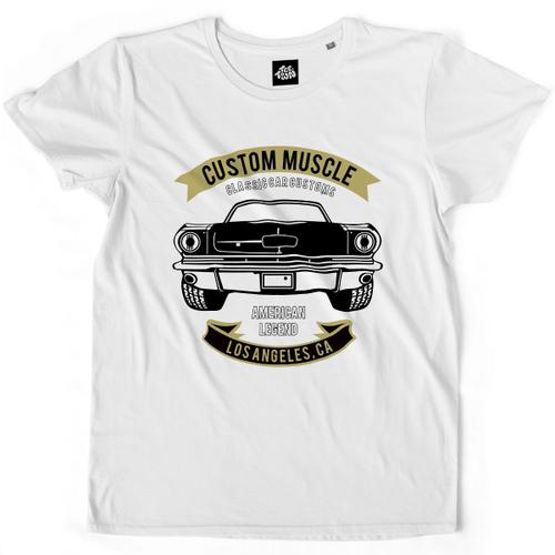 Teetown - T Shirt Homme - Muscle Car Américaine - Hot Rod Vintage Sport Car Rétro Oldschool - 100% Coton Bio