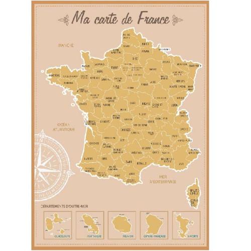 Décoration murale carte de France à gratter