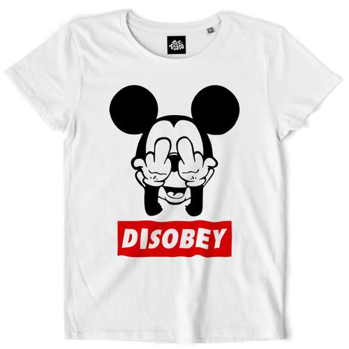 Teetown - T Shirt Femme - Disobey Mickey - Cartoon Street Art Enfance Urban Obey Box Logo Supreme - 100% Coton Bio