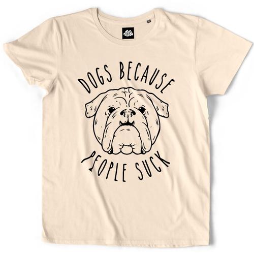 Teetown - T Shirt Homme - Dogs Because People Suck - Pugs Pug Pitbull French Bulldog Dog Face Dog Lovers - 100% Coton Bio