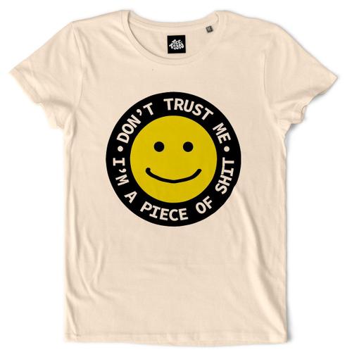 Teetown - T Shirt Femme - Dont Trust Me - Fun Meme Emoji Anti Joke Antisocial Menteur Confiance Smiley - 100% Coton Bio