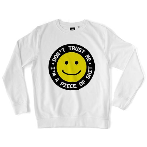 Teetown - Sweat Unisexe - Dont Trust Me - Fun Meme Emoji Anti Joke Antisocial Menteur Confiance Smiley - Coton Bio