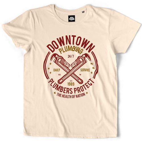 Teetown - T Shirt Homme - Plombier - Vintage Passion Réparation Eau Rétro Anniversaire Métier Oldschool Protection - 100% Coton Bio