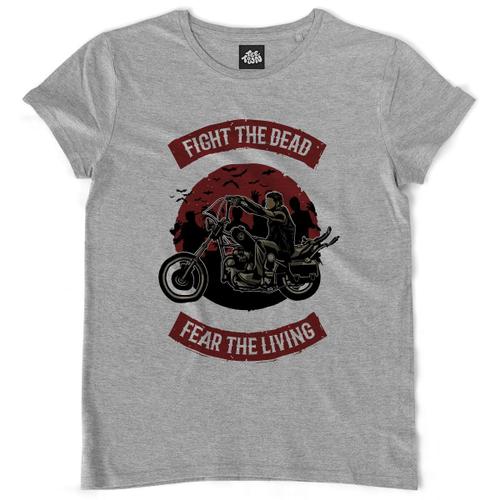 Teetown - T Shirt Femme - Chasseur De Zombie - Halloween Moto Squelette Mort Survie Gang Horreur Daryl Motocycle - 100% Coton Bio