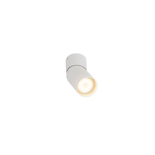Qazqa Moderne Plafonnier Spot Moderne Blanc - Falo Aluminium Blanc Cylindre / Luminaire / Lumiere / Éclairage / Intérieur / Salon / Cuisine Gu10 Max. 1 X 50 Watt