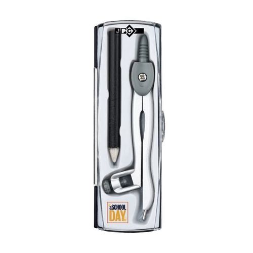 Coffret Compas Canon Metal Porte Crayon + 1 Crayon