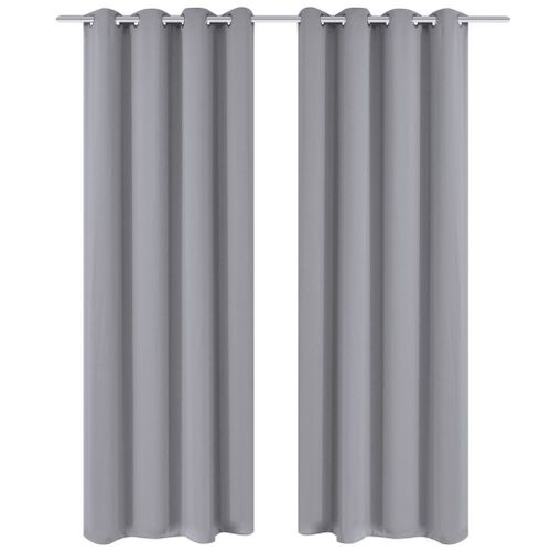 vidaXL Rideau occultant 2 pcs avec ¿illets métalliques 135x175 cm Gris