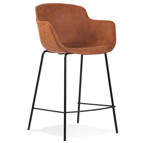 Tabouret Snack Mi-Hauteur 'calvin Mini' En Microfibre Brune