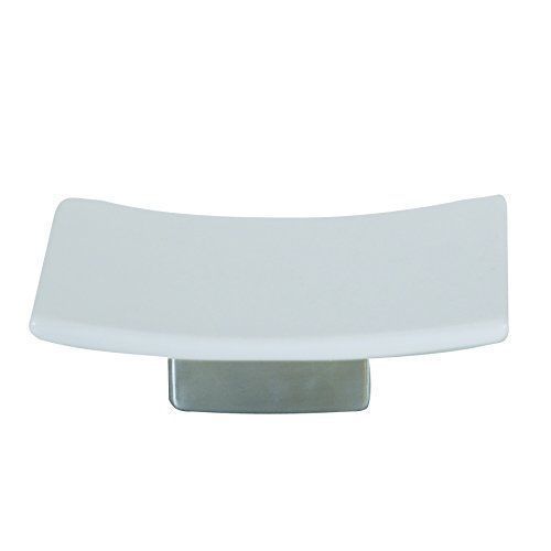 Msv 140744 Mahe Porte Savon Céramique Acier Inoxydable/Grès Blanc Mat 13,5 X 9 X 3,5 Cm