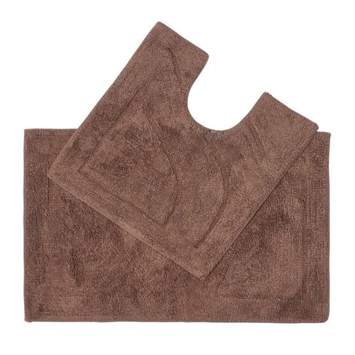 Tapis De Bain De Luxe Lot De 2 Pièces 50 X 80 Cm Et 50 X 55 Cm Chocolat 100% Coton Tapis Salle De Bain Et Tapis Piédestal Tapis De Bain De Première Qualité Lavable En Machine