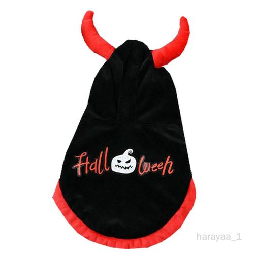 Harayaa Vêtements Pour Chien Costume En Flanelle Forme Corne De B¿Uf Veste Imperméable Manteau D'hiver Décoration Chien Chat De Halloween Noël L