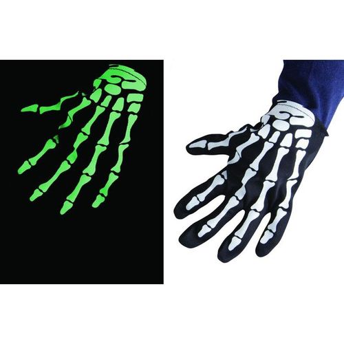 Paire De Gants Noir Squelette Phosporescent Enfant