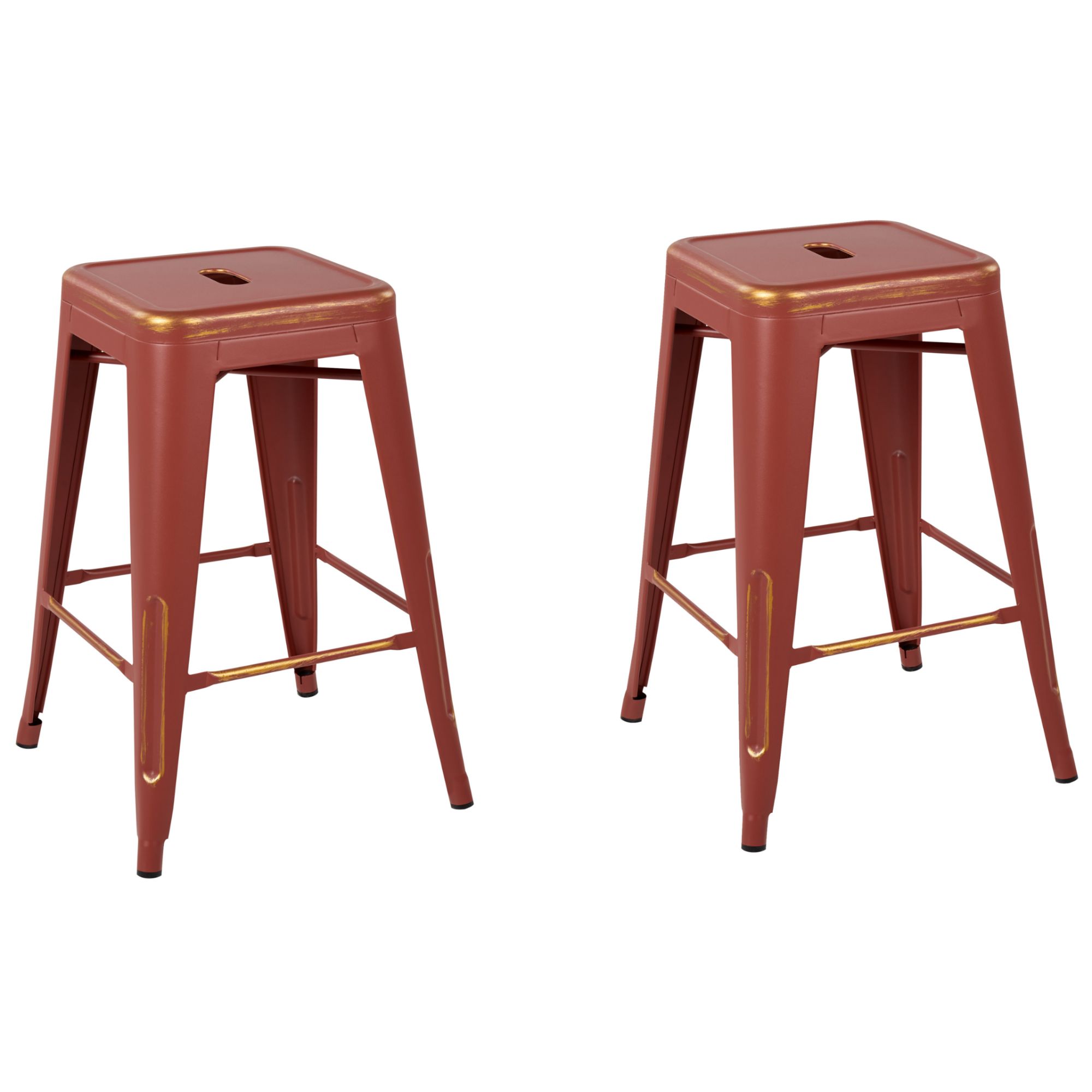 Métal Tabouret De Bar Set De 2 Rouge Cabrillo