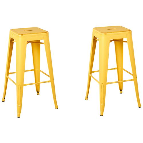 Métal Tabouret De Bar Set De 2 Jaune Cabrillo