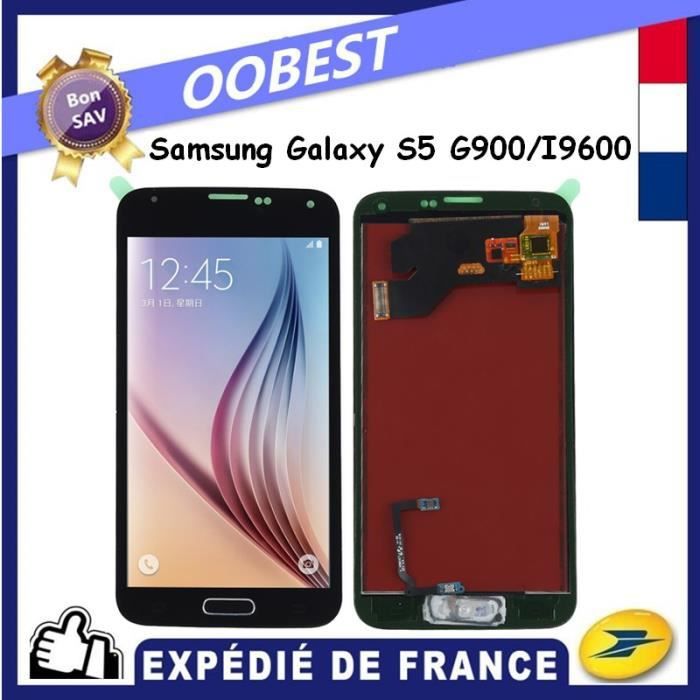 Ecran Remplacement Complet ( Vitre + Tactile + Lcd ) Noir Pour Samsung Galaxy S5 G900 G900f G900m