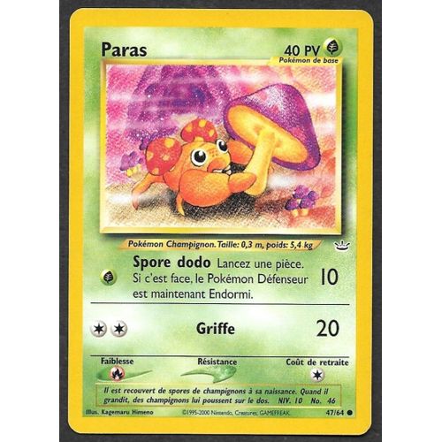 Carte Pokémon Paras 47/64 - Neo Révélation Wizards (Vf)