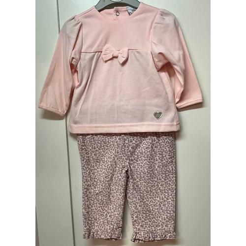 Ensemble 2 Pièces Rose Haut Et Pantalon Motif Léopard Bebe 0/3mois