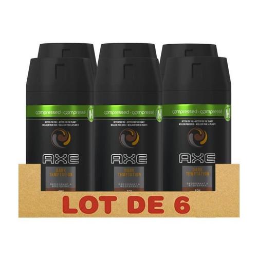 Axe Lot De 6 Déodorants Spray Compressé Dark Temptation Sans Sels D'aluminium - 100ml 