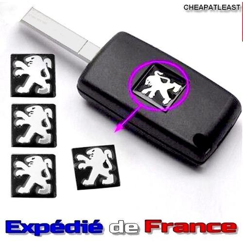 Logo Emblème Lion Peugeot Pour Coque De Clé 206 207 208 301 307 308 406 407 408 508 607 2008 3008 Autocollant Aluminium Chrome