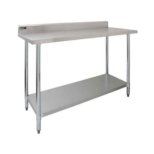 Table De Préparation En Inox 120cm Cuisine Restaurant Cantine Surface Plan De Travail Pour Aliments [Hauteur Ajustable Et 2 Chiffons Microfibres Inclus] Capacité De 250 Kg