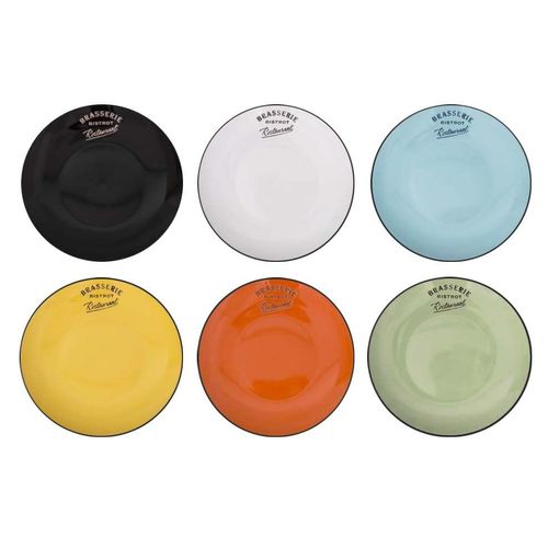 Assiettes Colorées Brasserie Bistrot (Lot De 6) Assiettes Plates - 21,5 Cm