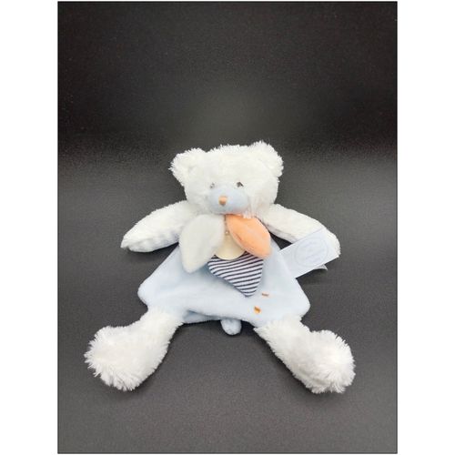 Doudou Et Compagnie - Les Gommettes - Ours Plat Bleu Blanc - Env. 20 Cm