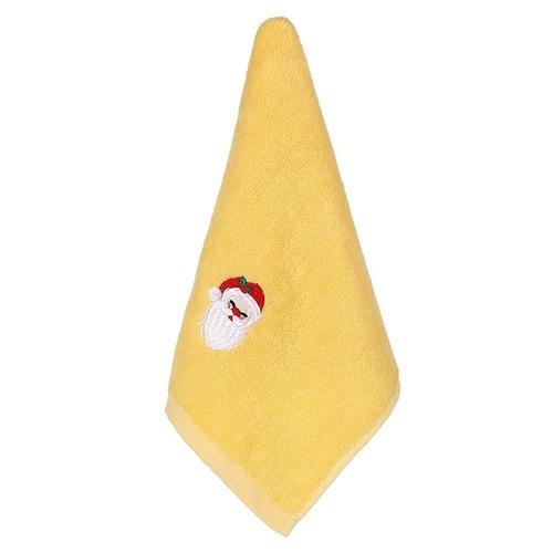 Couleur Jaune Essuie-Mains Décoratif De Luxe, 1 Pièce, Cadeau De Noël, Gant De Toilette Pour Le Visage, Arbre Brodé, Bonhomme De Neige, Père Noël, Outil De Cuisine