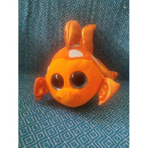 Doudou Peluche Poisson Orange Beanie Boo's Sami Brillant Gros Yeux Clown Ty
