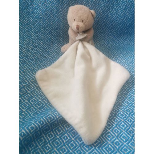 Doudou Et Compagnie Ours Marron Beige Mouchoir Blanc
