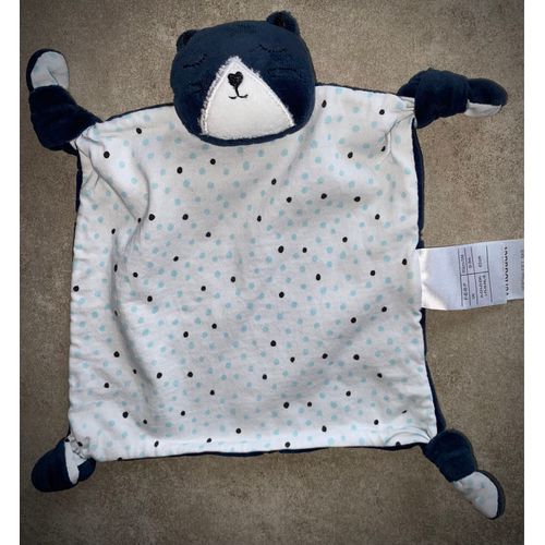 Doudou Chat Vertbaudet Bleu Marine Blanc Étoiles Peluche Jouet Naissance Bebe