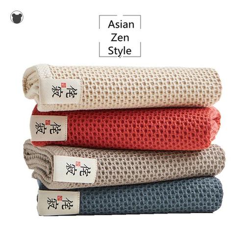 Couleur 33 -72cm-Beige Ensemble De Serviettes De Bain En Nid D'abeille Pour Homme Et Femme, Doux, Absorbant, Gaufrier, Style Zen Asiatique