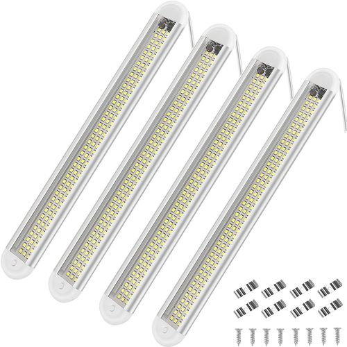12v-85v Lumières Intérieure À Led Lampe Eclairage Voiture Lumineuse 120 Led Avec Interrupteur Pour Van Bateau (4 Pièces)