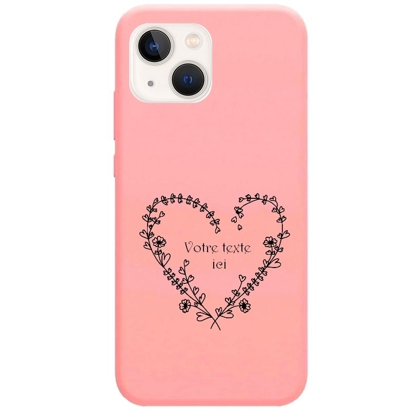 Coque Rose Iphone 14 Pro Coeur Fleur