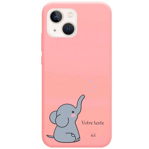 Coque Rose Iphone 14 Plus Elephant Et Coeur