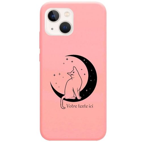 Coque Rose Iphone 14 Plus Chat Lune