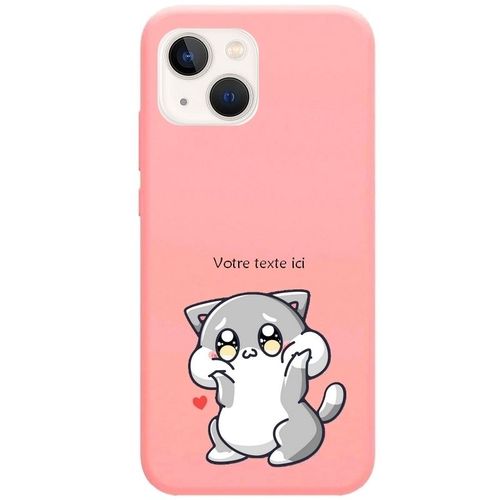 Coque Rose Iphone 14 Plus Chat Kawaii