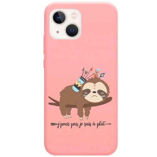 Coque Rose Iphone 14 Plus Paresseux Boho Kawaii